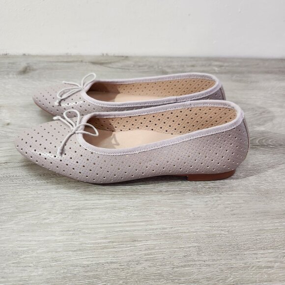 Perforated Pointed Toe Leather Ballet Flats By Emerald Eu Size 38 US Size 7.5 - Picture 4 of 9